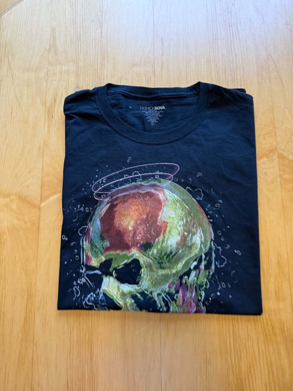 Fashion Nova Evolution Skull Graphic T-Shirt Size L Black